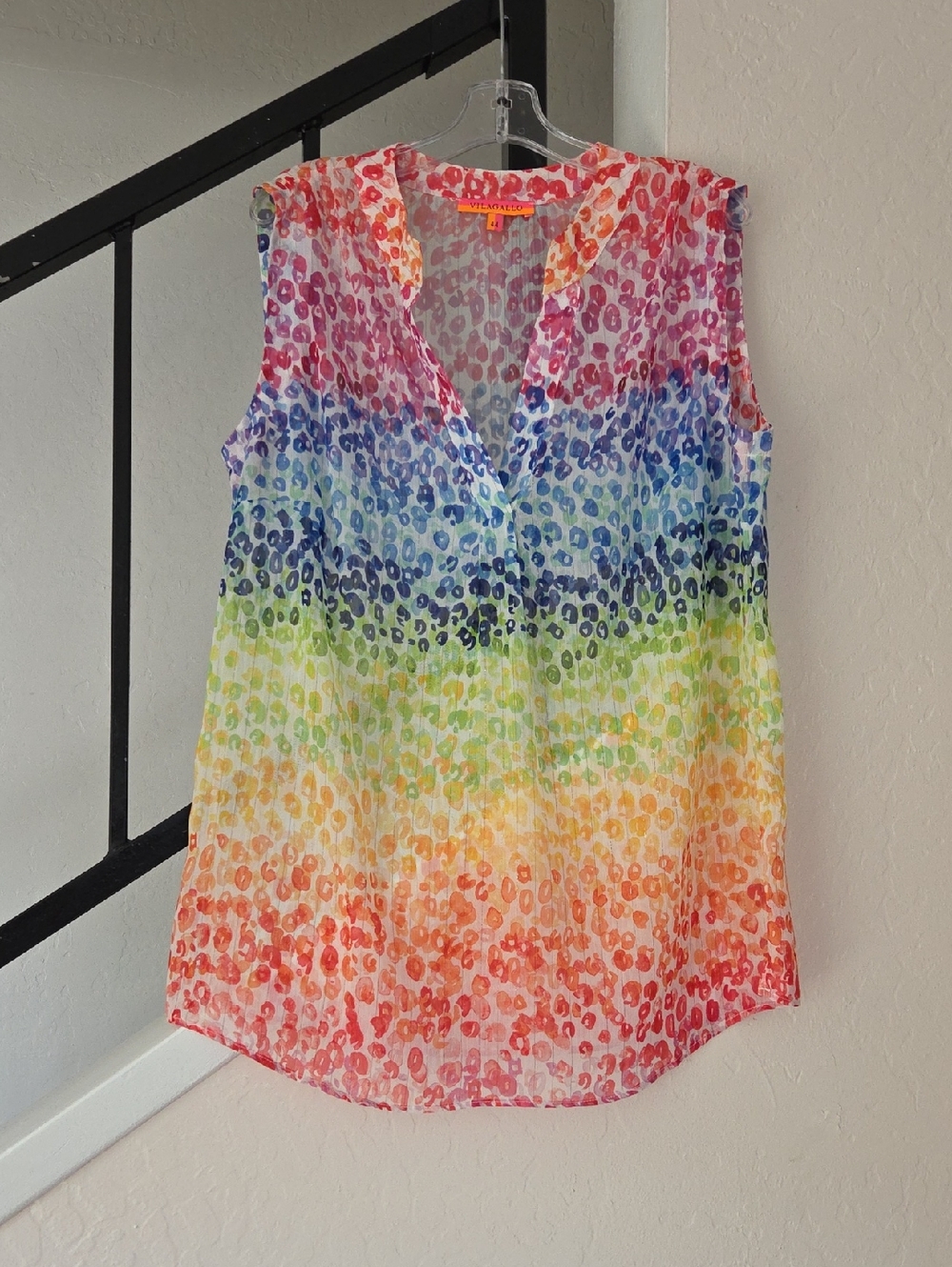 Vilagallo Rainbow Ombre Leopard Print Blouse Size 44